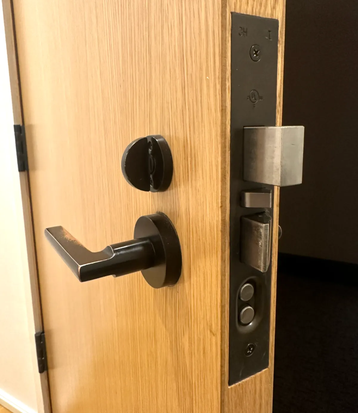 Apartment Mortise Lock Installed On Wooden Door