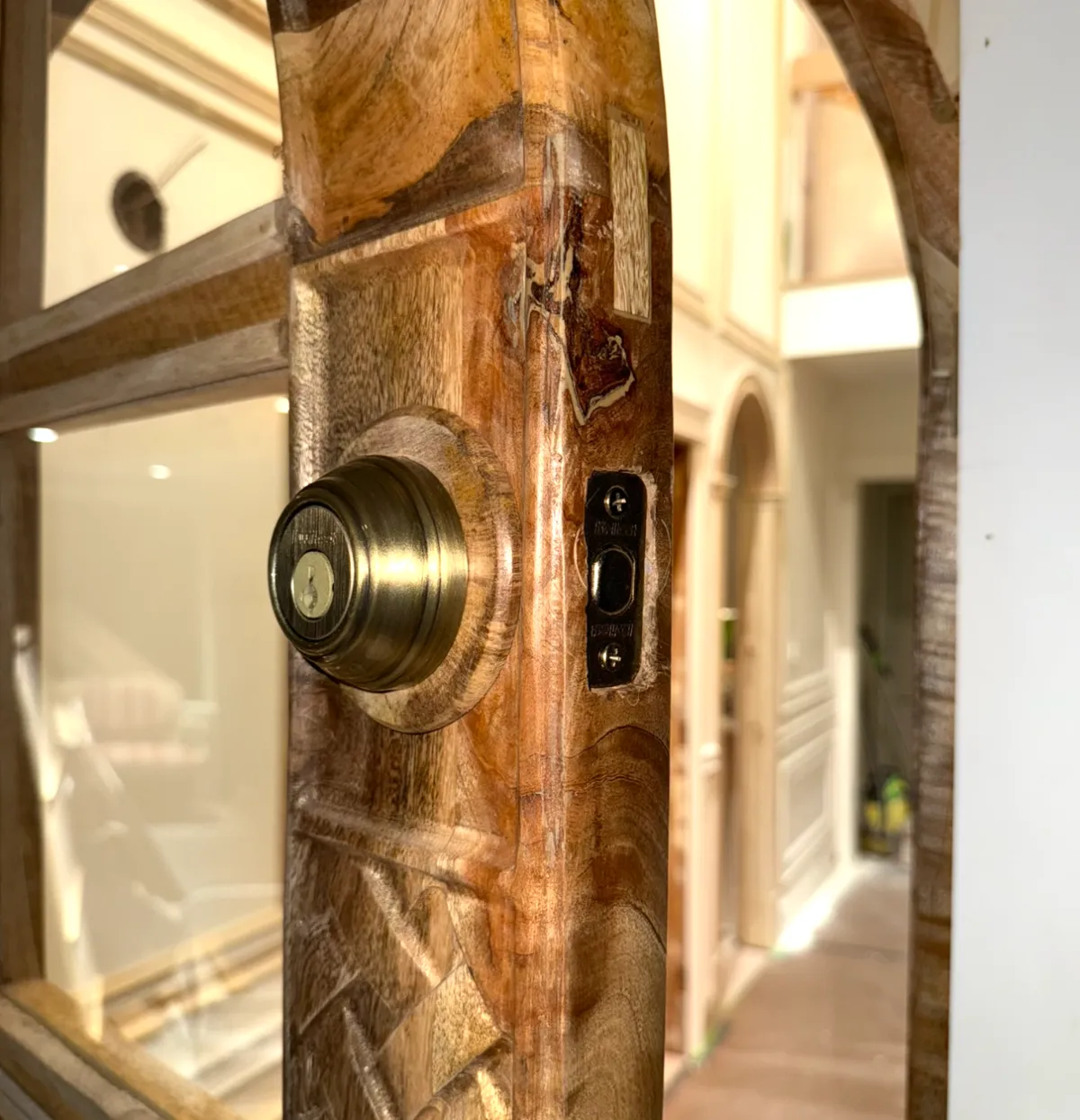 fresh install of deadbolt on a ultra premium mango wood door on upper west side